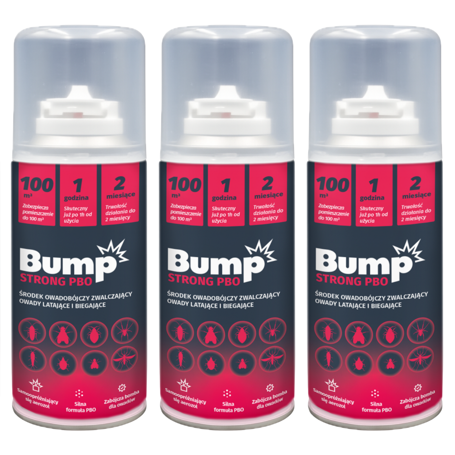 BUMP STRONG PBO Bomba dymna na pluskwy pchły mole karaluchy owady 150ml x3