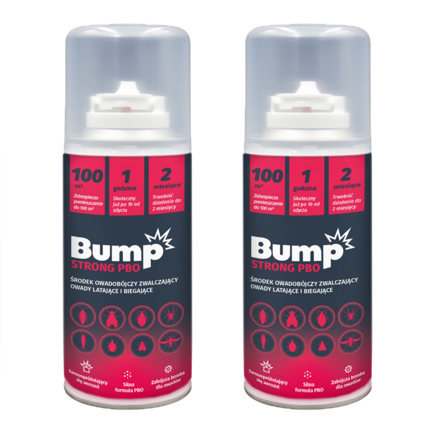 BUMP STRONG PBO Bomba dymna na pchły pluskwy mole karaluchy owady 150ml x2